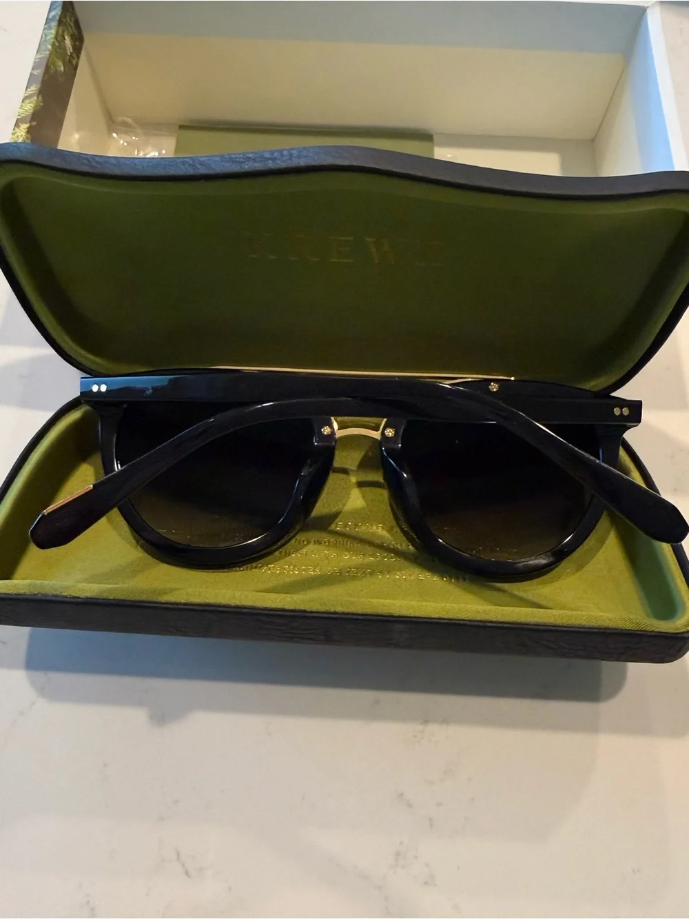 KREWE Clio Nylon Black + Shadow 24K Oversized Aviator Sunglasses NWT - Picture 5 of 7